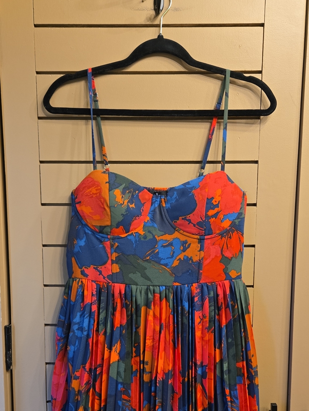 Lulu's Dorothy Dark Blue Multi Floral Print Pleated Midi Dress Size XL - Picture 5 of 10